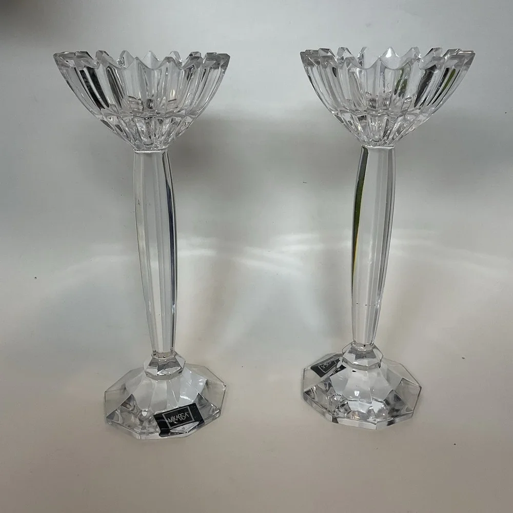 Vintage Mikasa Ice Palace Lead Crystal Candleholders‎ Ice Crystal Type Bowls